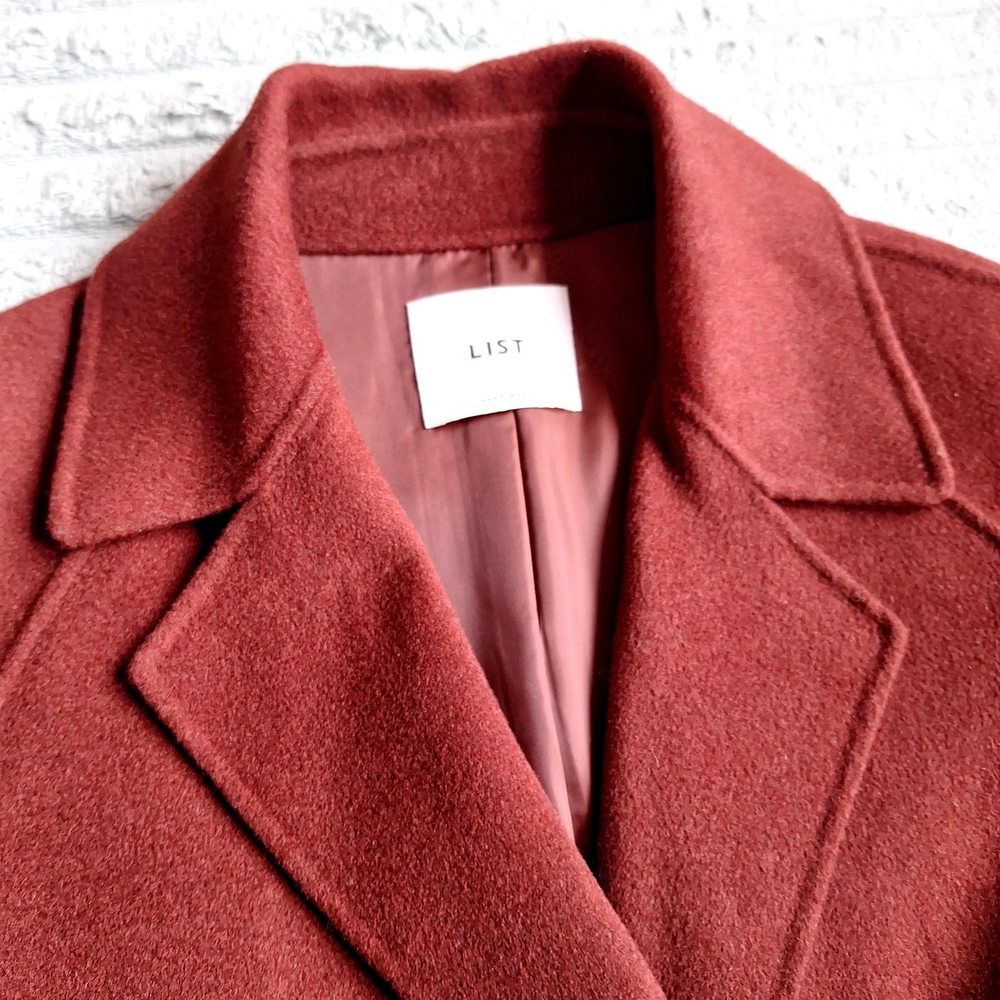 Oversized Rich Brown Long Cashmere Blend Coat Sz S - Picture 6 of 7